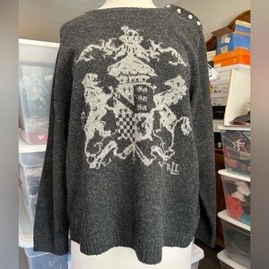 Ralph Lauren Charcoal Crest Crewneck Sweater
